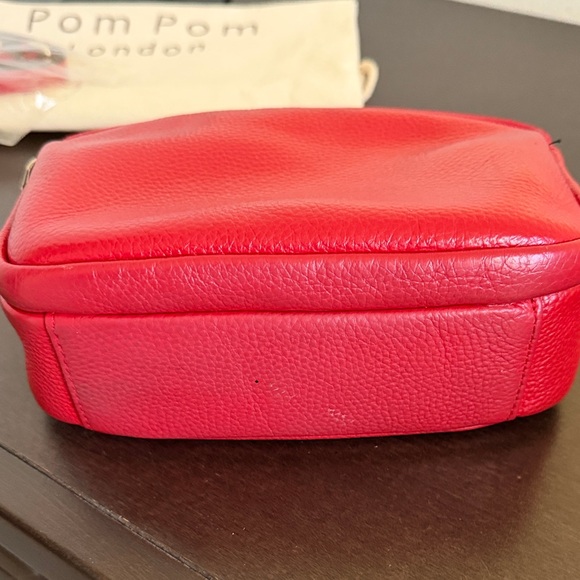 USED Original Pom Pom London Mayfair Red Leather Pebbled Crossbody Bag. - Picture 9 of 12